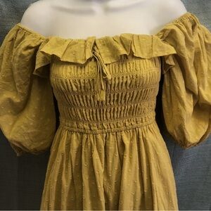 R. Vivimos Women's Dress Polka Dot Yellow Circles Midi size 8-10